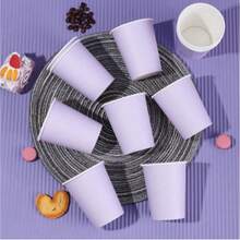 6/10/20/50/90pcs/ Light Purple Disposable Paper Cups, Juice Cups, Coffee Cups, Milk Tea Cups, Suitable For Cold And Hot Drinks, Thickened And Hardened, 250ml Large Capacity, Suitable For Birthday Parties, Work, Home, Picnic And Other Outdoor Activities - Multicolor - View 6