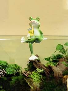Realistic Green Frog Resin Sculpture Garden Decor, Flower Pot Ornament, Fish Tank Decoration, Resin Craft, Garden Ornament, Cute Animal Figurine, Suitable For Yard, Patio, Lawn, Porch, Dining Table - Multicolor - View 8
