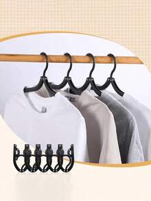 1/12pcs Foldable Portable Clothes Hanger Travel Business Trip Anti-Slip Telescopic Drying Rack Home Multi-Functional Storage Organizer Compact Space Saving Wardrobe Solution For Bedroom Laundry Room Closet Organization - Black - View 10