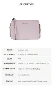 Michael Kors Jet Set Women's Small Crossbody Bag With Shoulder Strap 35T8GTTC9L POWDER BLUSH - Pink 35T8GTTC9L POWDER BLUSH - View 8