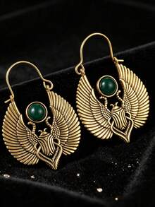 Gmzalx 1 đôi bông tai vòng khăn choàng thiết kế sáng tạo phong cách retro thời trang hình cánh thiên thần, phù hợp đeo hàng ngày và đi du lịch, quà tặng hoàn hảo cho cô ấy - Hai màu - Xem 4