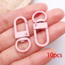 10pcs Multicolor Painted Mini D Shape Swivel Lobster Clasps Spring Snap Hooks With Rotating Ring For DIY Keychains Bag Charms Pendant Findings - Multicolor - View 11