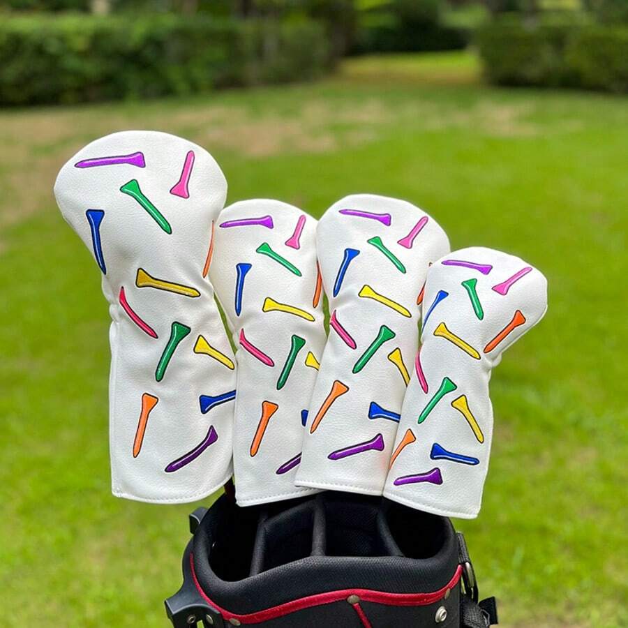 Colorful Golf Club Head Covers, Suitable For Drivers And Utility Clubs, Popular Protective Covers For Cross-Border, Universal Golf Head Caps. - White - View 1