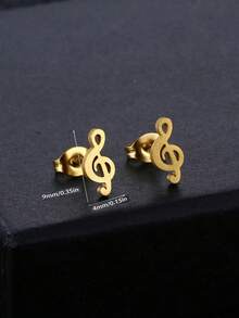 1 Par De Pendientes De Moda Con Forma De Clave De Sol Alta Para Mujeres - notas musicales - Ver 5