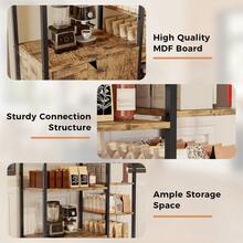 Techigher Kitchen Bakers Rack With Storage Cabinet, 5-Tier Coffee Bar Station, Microwave Stand Utility Storage Shelves, Free Standing Farmhouse Larder Unit For Kitchen, Living Room, 80x35x97cm - Brown - View 8