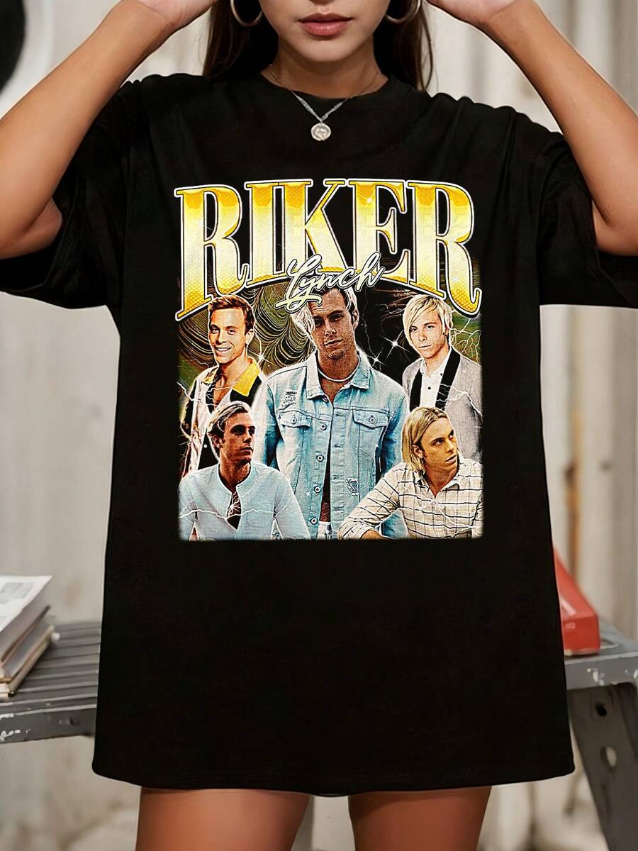 Riker Lynch Bootleg Shirt, Vintage Musician Actor Star Performer Tee, 90s Retro Throwback T-Shirt, Riker Lynch Sweater #Saf - 黑色 - 查看 1