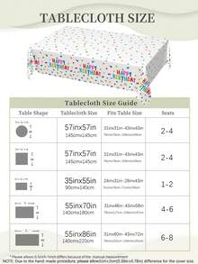 1pc,Minimalist Polka Dot Birthday Text Style Tablecloth,Rectangular Tablecloth,Suitable For Picnic Or Party Decoration Tablecloth,Restaurant Decoration,Kitchen Decoration Tablecloth,Birthday Party And Home Decor - Multicolor - View 4