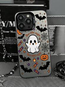 1 buah Casing Ponsel Lucu Bergambar Hantu, Kelelawar, , Permen, Jaring Laba-laba, dan Pola Halloween Inggris yang Indah, Bingkai Lensa Logam Timbul Berwarna-warni Perak Matte, Perlindungan Penuh, Cangkang Keras Anti-Jatuh, Tanpa Tali, Kompatibel dengan Semua Model Apple, Lembut, Menggemaskan, Kekanak-kanakan, Halloween, Niche, Casing Pelindung Ponsel Unisex - Perak - View 6