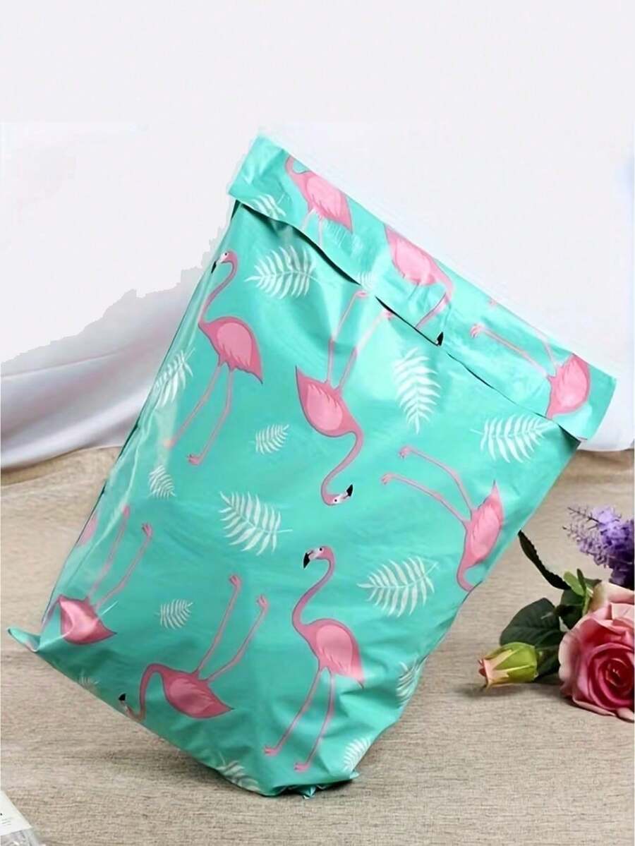 8pcs Self-Sealing Flamingo Polyester Mailing Bags, Tear-Resistant Clothing Shipping Bags - PE Material, Office Supplies Direct Mail Bags, Plastic Mailing Bags, Shipping Bags, Parcel Bags - Multicolor - View 1