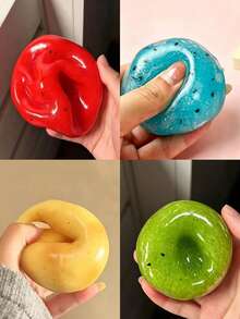 Handmade Watermelon Smoothie, Kiwi Smoothie, Kiwifruit Smoothie, Mashed Potato Smoothie, Handmade Ball-Shaped Stress Relief Squeeze Toy, Crunchy Sound Effect, Fingertip Sensory Toy - Multicolor - View 9
