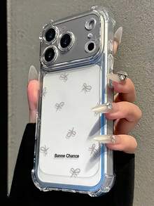 Minimalist Bow Design Anti-Drop Phone Case, Summer Essential Suitable For Daily Use, Compatible With Apple 17e 17/17 Pro/17 Pro Max/16/16 Pro/16 Plus/16 Pro Max/15/15 Pro/15 Plus/14/14 Pro/14 Pro Max/13/13 Pro/13 Pro Max/12/12 Pro/12 Pro Max Back To School Gift Birthday Gift - Clear - View 3