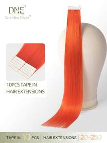 DNE HAIR 10 Peças Extensões de Cabelo 100% Humano Sem Costura Invisível Colorida 25g 18 Polegadas Cor Arco-Íris Sedosa Alta Qualidade Pontas Grossas Saudável Durável Extensões de Cabelo Invisível com Fita para Mulheres/Meninas - SORANGE - Visão 1