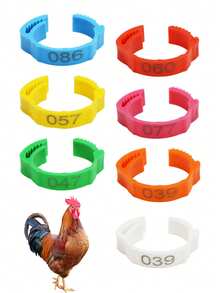 100pcs Red Blue Yellow Adjustable Chicken Foot Rings With Numbers 001-100 Reusable Plastic Identification Leg Bands Clip On Ring For Farm Poultry Chickens Ducks Geese - Multicolor - View 12