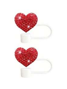 Premium Silicone Straw Cover With Sparkling Rhinestone Heart Decoration, Reusable Beverage Cup Lid, Compatible With 30oz And 40oz Tumblers, Glam Decor Accessory For Women, Suitable For Multiple Holidays And Birthday Gifts - Multicolor - View 24