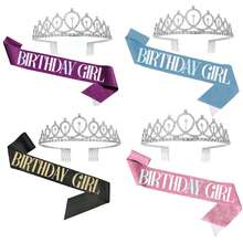Rhinestone Birthday Party Set, Crown, Birthday Queen Sash, Women's Happy Birthday Hair Accessories, Ball Gift, Decoration, School Essential - Multicolor - View 1