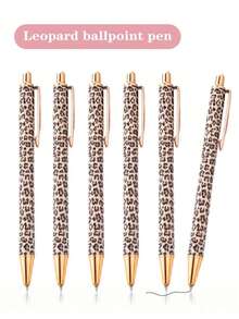 1pc Cute Leopard Print Retractable Ballpoint Pen Set, Minimalist Printed Pen, Suitable For Journaling And Gifting, Perfect Choice For Wedding, Valentine's Day - Multicolor - View 8