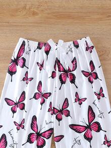 4pcs/2sets Women's Cool Camisole & Long Pants Pajama Set, Animal Elephant & Butterfly Print, Spaghetti Strap Top With Bow Waist Decor, Comfortable Loose Fit, Suitable For All Seasons, Home Wear - Multicolor - View 9
