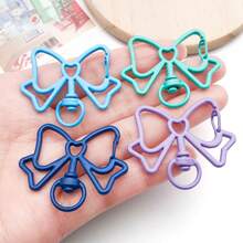 6pcs Multicolor Hollow Bow Lobster Clasps Bow Shaped Swivel Spring Snap Hooks For DIY Keychains Bag Charms Pendant Connectors Jewelry Making Findings - Multicolor - View 5