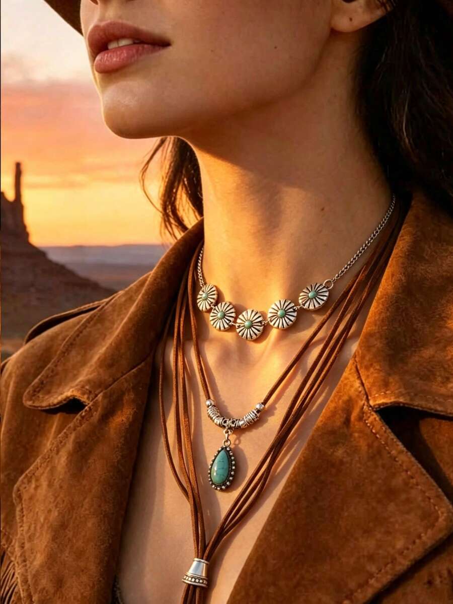 Retro Multi-Layer Necklace For Women, Pendant Neck Chain, Bohemian Style Versatile Accessory. - Multicolor - View 1
