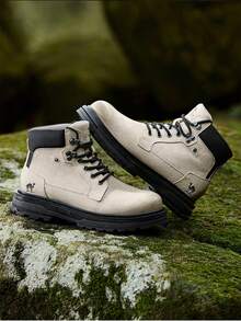 CAMEL CROWN Men's Water-Resistant High-Top Lace-Up Boots – Stylish, Non-Slip, Thick-Soled Work-Style Outdoor Boots - Gray-black - View 1