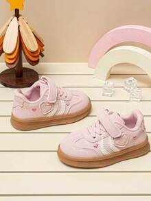1 Pair Fashionable Hook & Loop Sports Shoes, Soft Anti-Slip Outdoor Casual Shoes For Spring And Autumn - Pink - View 1