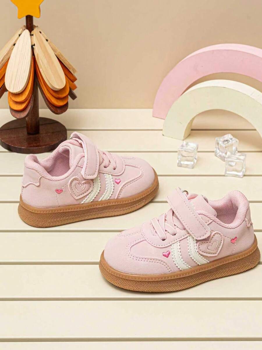 1 Pair Fashionable Hook & Loop Sports Shoes, Soft Anti-Slip Outdoor Casual Shoes For Spring And Autumn - Pink - View 1