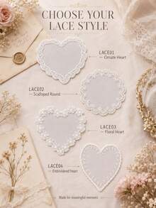 Custom Heart Lace Wedding Place Cards, Romantic Table Seating Decor Name Guest Cards - Multicolor - View 2