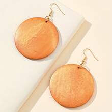 1 Pair Vintage Exaggerated Round Wooden Pendant Earrings - Geometry - View 14
