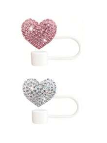 Premium Silicone Straw Cover With Sparkling Rhinestone Heart Decoration, Reusable Beverage Cup Lid, Compatible With 30oz And 40oz Tumblers, Glam Decor Accessory For Women, Suitable For Multiple Holidays And Birthday Gifts - Multicolor - View 26
