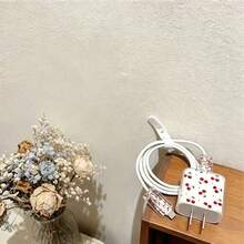 極簡花卉蘋果充電器蝴蝶結保護套，適用 20W 15 充電線，16 Pro Max 手機數據線保護套，13/14 Plus 防斷裂防貓咬 - 無色 - 查看 3