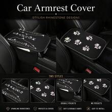 1PC Shiny Colorful Rhinestone Car Armrest Pad, Dual Storage Pockets/No Storage Pockets Optional, All Season Use, Elastic Band Easy Installation, Holiday Gift, Men's And Women's Car Interior Accessory - A - View 1