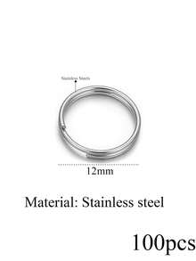 100-Piece Set Of Stainless Steel Round Double-Layer Keyring Charms, DIY Keychain Making Supplies - Keychain - View 10