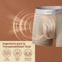 Ropa interior transpirable para hombre con paneles de satén y malla, calzoncillos tipo bóxer de seda refrescante, paquete de 4 - Multicolor - Ver 7