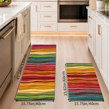 1 pieza Alfombrilla de cocina de tierra de diatomeas con patrón de rayas 2D de colores, alfombrilla de secado rápido y absorción rápida antideslizante para cafetera y alfombrilla de secado de platos, adecuada para encimera de cocina y decoración del hogar - Multicolor - Ver 11