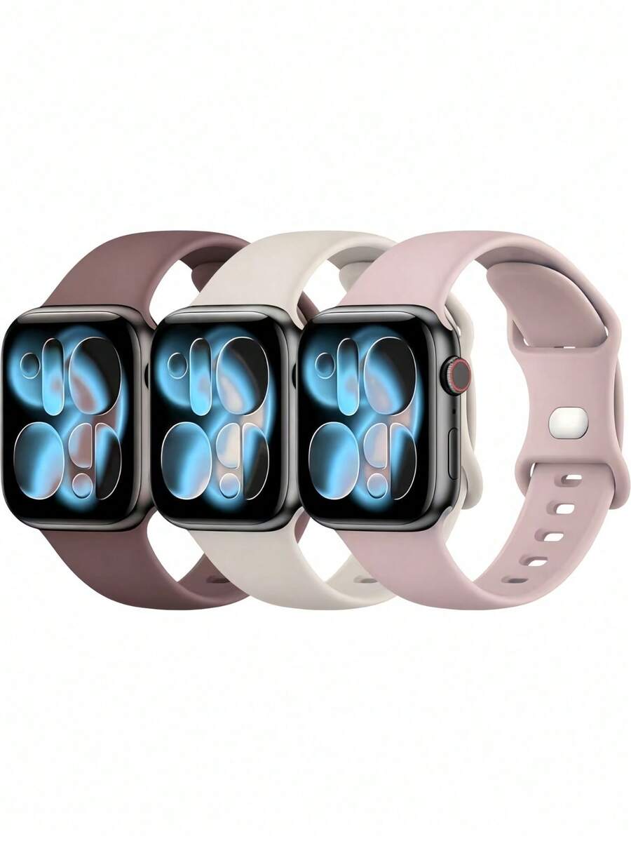 3 件/套时尚硅胶 Apple Watch 表带，男女皆宜，Apple Watch Starp 兼容 46/38/40/41/42/44/45/49 毫米 Apple Watch Ultra/Se/10/9/8/7/6/5/4/3/2/1