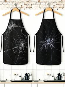 4Pcs/1pcDay Of The Dead Print Apron, Sugar Skull Skeleton Pattern Kitchen Apron For Cooking Baking Halloween PartySkeleton Apron For Halloween, White Human Skeleton Bones Print Black Kitchen Apron - Multicolor - View 11