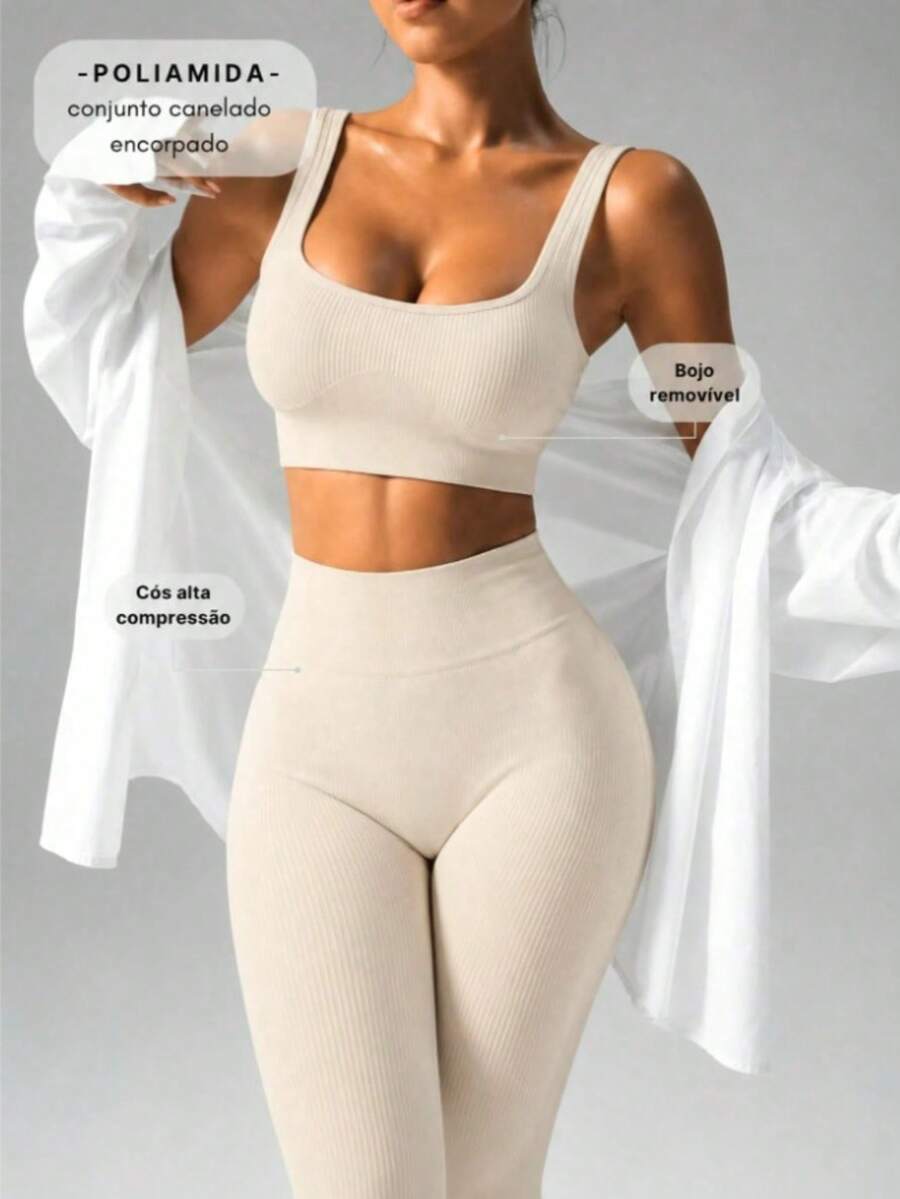 Ribbed Fit Set - Soft Comfort And Practicality - Crema - Ver 1