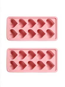 1/2pcs Heart-Shaped Silicone Ice Cube Tray - 10-Cavity Heart Ice Mold For Chocolate, Pudding, Jelly, And Candy | Flexible Manual Mold For Freezer, Kitchen Accessory, Refrigerator Ice Tray, Easy Release, Reusable - Multicolor - View 15