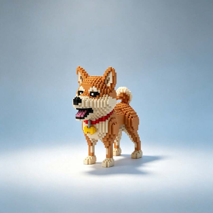 920Pcs Pet Themed Micro Mini Blocks Bag, DIY 3D Animal Puzzle Toy, Realistic Cute Design, Shiba Inu, Schnauzer, Chow Chow, Doberman & Golden Retriever, Premium ABS, Boost Spatial Imagination, Desk Decor, Birthday Festival Collectible Gift - Multicolor(Bag) - View 1