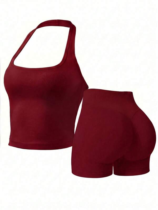 Women's Outdoor Sports Set: Tank Top + Shorts, Versatile For Daily Wear, Slim Fit, Lifting Design, Lightweight & Breathable, Athleisure
