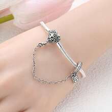 1pc S925 Sterling Silver Snake Chain All-Match Bracelet, Multiple Pink Diamond Heart Clasp With Safety Chain, Hollow Carved Design, Heart-Shaped Main Stone, Customizable DIY Beaded, Comes With Gift Box, Gentle Girl Style, Versatile Handmade Jewelry Base For Gifting - Multicolor - View 9