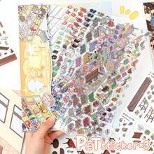 3 Scene Cards + 1 Sticker Material + 1 Reference Image/Pc, Size 28*21cm, DIY Fun Decorative Stickers, Gift For Friends, Office, Home, Entertainment Toys, Student Planner Creative Stickers - A - View 5