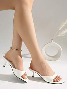2026 Spring/Summer New Women Shoes, Mule Style Mid/Low Heel Sandals,Kitten Heels - Beige - View 10