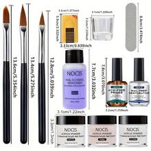 NOCIS 3-Color Acrylic Nail Crystal Powder Set | Transparent, Pink And Nude Powder, Non-Yellowing Liquid, Brush Cleaner And Professional Nail Tools | Create Salon-Quality Nails At Home - Multicolor - View 5