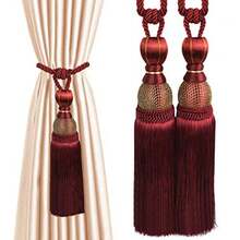 1 Pair Simple Elegant Curtain Cord Tie Drape Holdback Bedroom Curtain Buckle - Wine Red - View 1