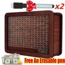 2pcs Money Box Set (1 Money Box + 1 Marker Pen) 1000/3000/10000 Euro Savings Box, 3 Sizes Available, Wooden Reusable Money Vault, Kids Challenge Savings Box, High-Quality Wooden With Number Counter, Can Store Coins And Banknotes, Perfect Gift For Friends And Family, Suitable For Thanksgiving And All Occasions - Piggy Bank - View 15