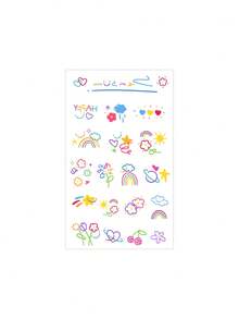 1pc Washable Ins Style Niche Healing Tattoo Sticker, Scattered Small Flowers + Planets, Waterproof Non-Fading Forest Fresh Upper Arm Realistic Tattoo Sticker For Girls - Multicolor - View 4