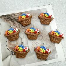 5/10pcs Resin Easter Egg Pendants, Suitable For DIY Jewelry Making, Perfect For Party Accessories, Earrings, Necklaces, Bag Charms - Basket Of Colorful Eggs Pendant - View 4