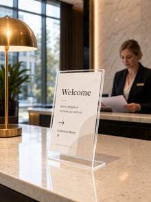 1/2/4pcs Acrylic Sign Holder, Transparent Plastic Display Stand, Transparent T-Shaped Plastic Display Stand, Photo Frame Display Stand, Suitable For Brochures, Menus, Flyers, Papers, Photos, Business Cards, Restaurant, Wedding , Office Or Desktop - Multicolor - View 6