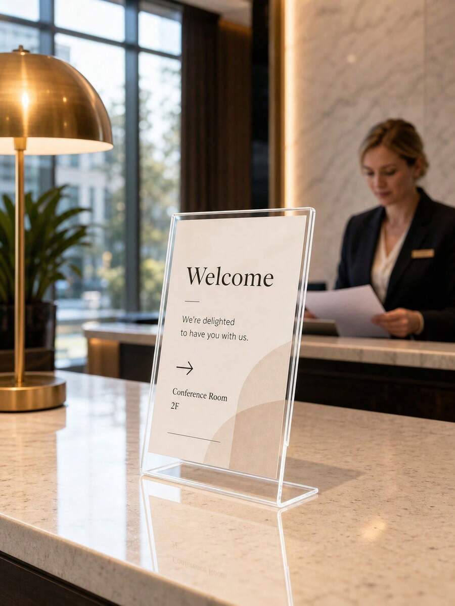 1/2/4pcs Acrylic Sign Holder, Transparent Plastic Display Stand, Transparent T-Shaped Plastic Display Stand, Photo Frame Display Stand, Suitable For Brochures, Menus, Flyers, Papers, Photos, Business Cards, Restaurant, Wedding , Office Or Desktop - Multicolor - View 1